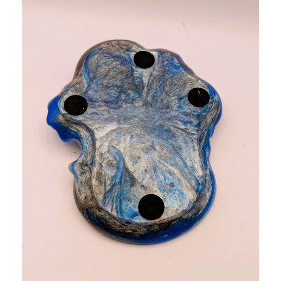 Handcrafted Resin Jewelry Dish With Butterfly Accent-Blue & Silver Swirl Design - Picture 7 of 7